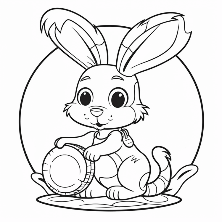 Coloring picture playing rabbit