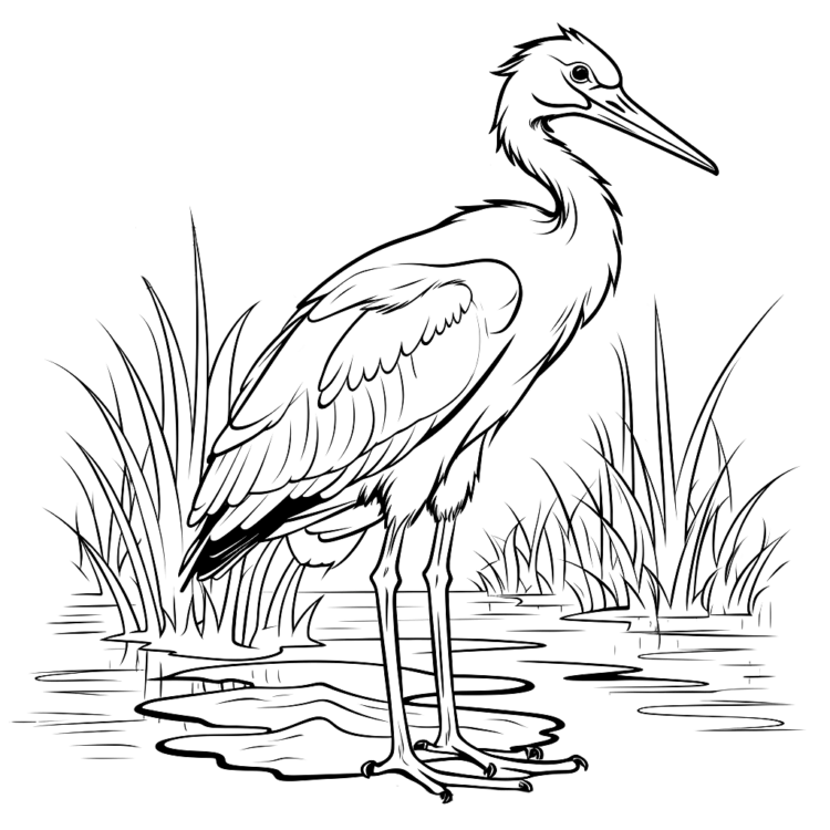 Dibujo para colorear cigüeña