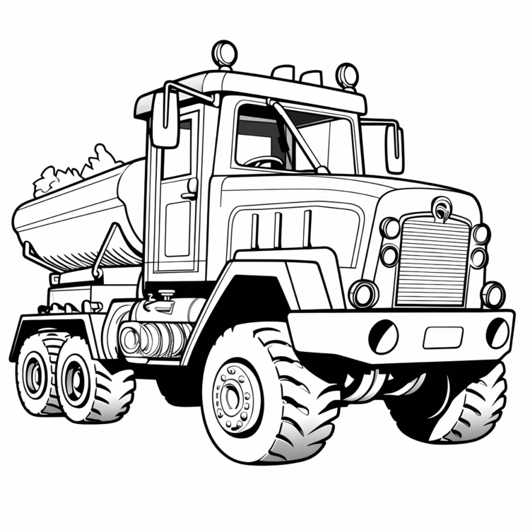 Ausmalbild Traktor mit Anhänger