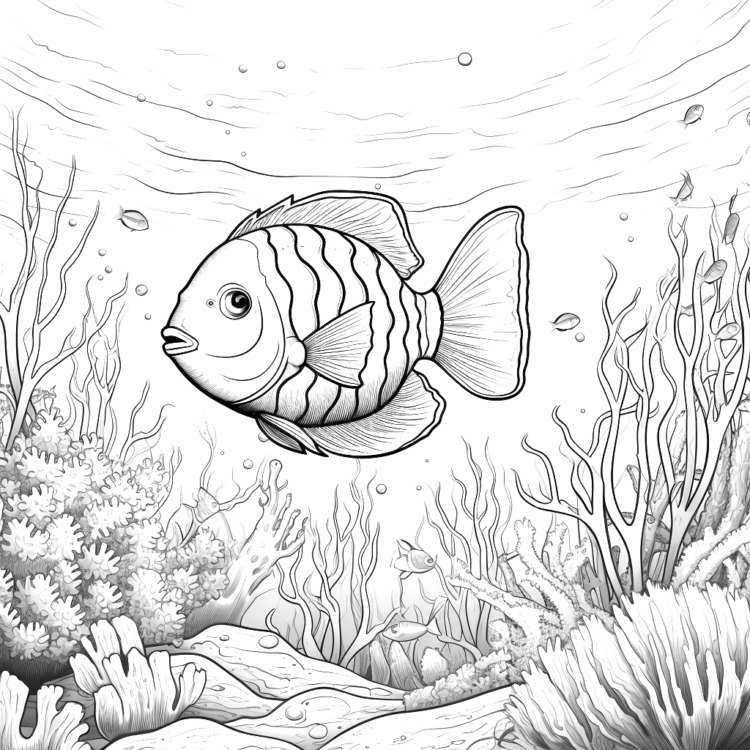 Dibujo para colorear maleza submarina