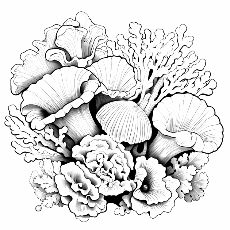 Dibujo para colorear corales submarinos