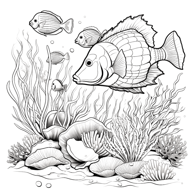 Dibujo para colorear criaturas submarinas
