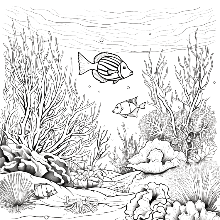 Dibujo para colorear escena submarina