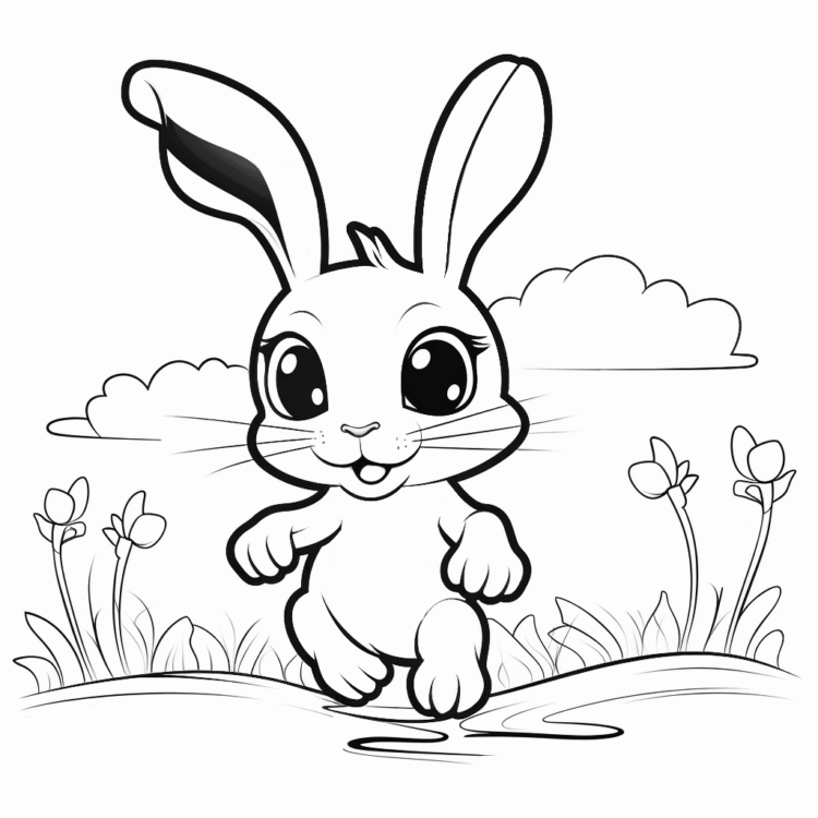 Playful rabbit coloring page