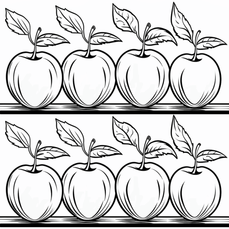 Coloring picture four apples