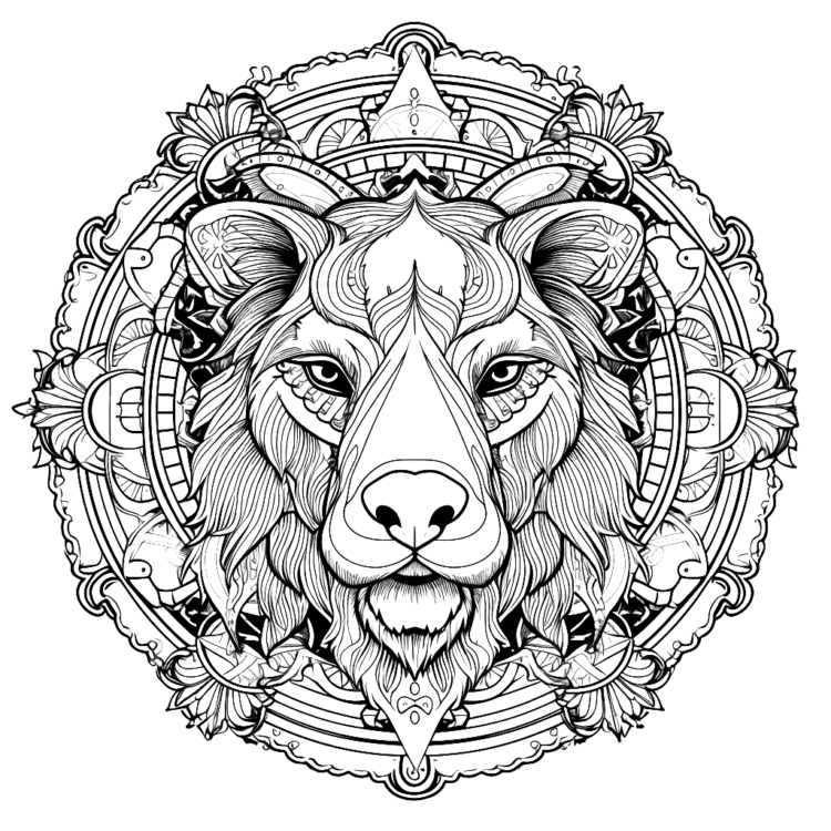 Dibujo para colorear mandala de animales del bosque