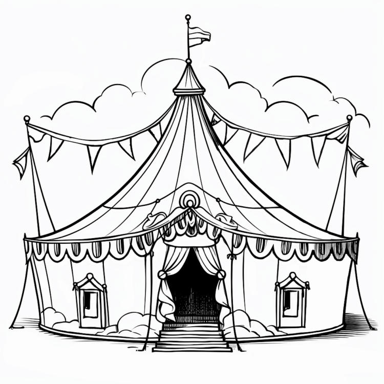 Dibujo para colorear carpa de circo