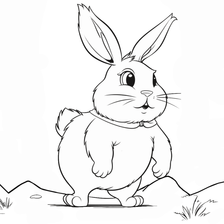 Coloring picture fat rabbit