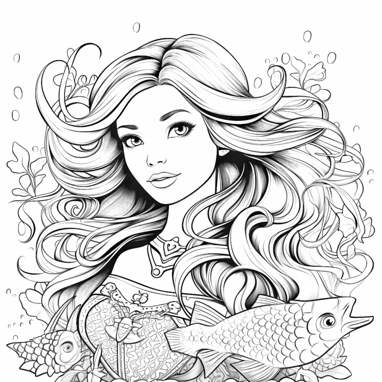 Colorear una sirena bajo el agua