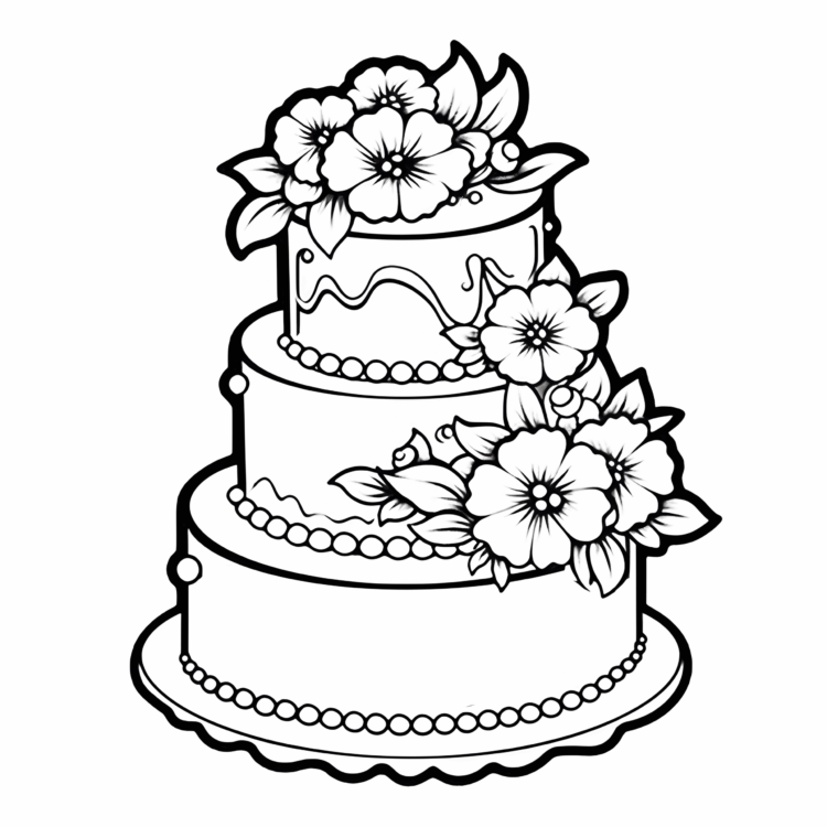 Colorear una elegante tarta de cumpleaños
