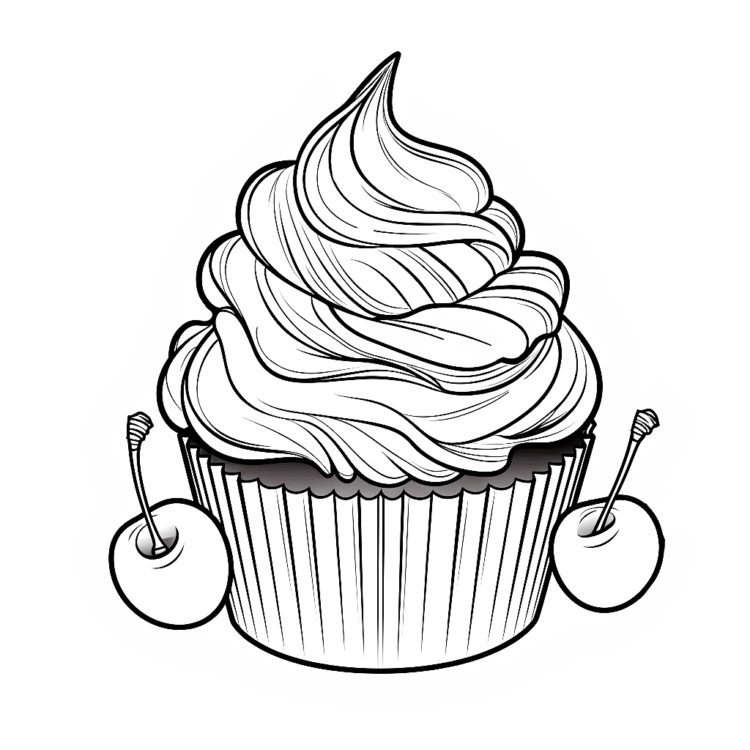 Coloring picture of a cupcake