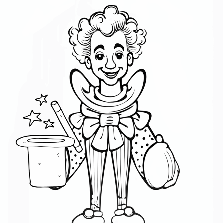Dibujo para colorear mago en el circo