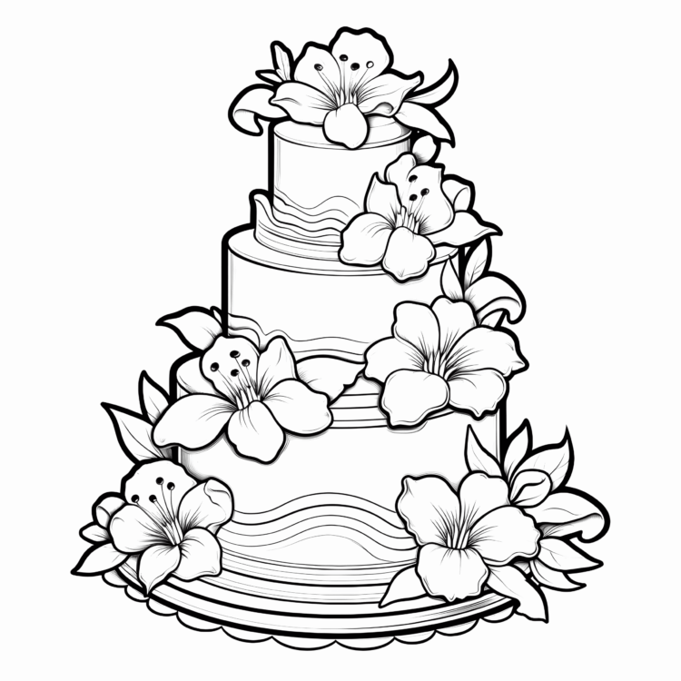 Coloring picture elegant cake