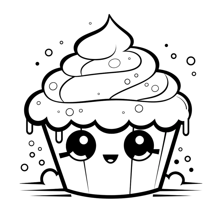 Coloring picture filled cupcake