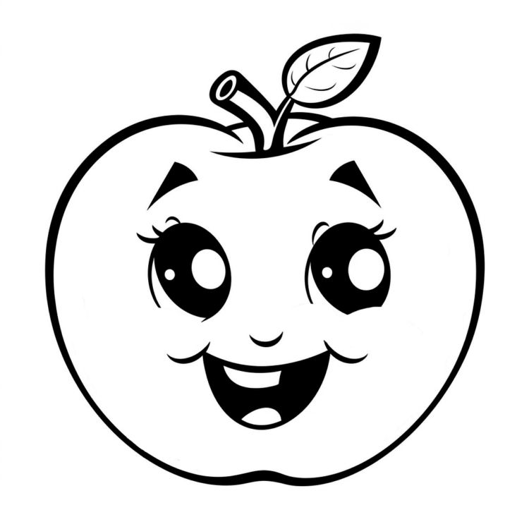 Ausmalbild glücklicher Apfel