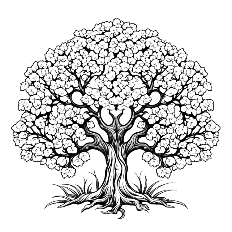 Coloring picture Lush tree