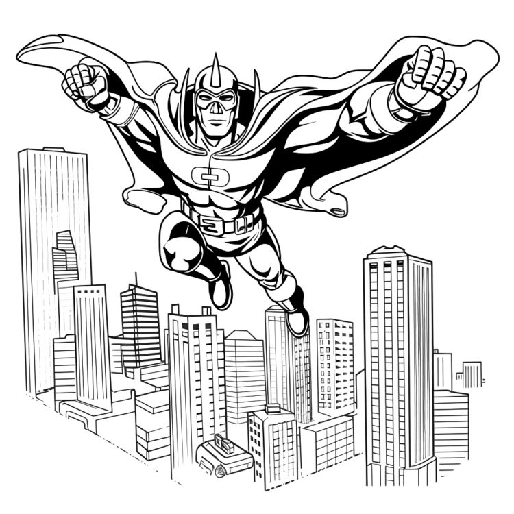 Dibujo para colorear Superhéroe aventurero