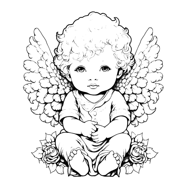 Página para colorear del ángel mensajero etéreo