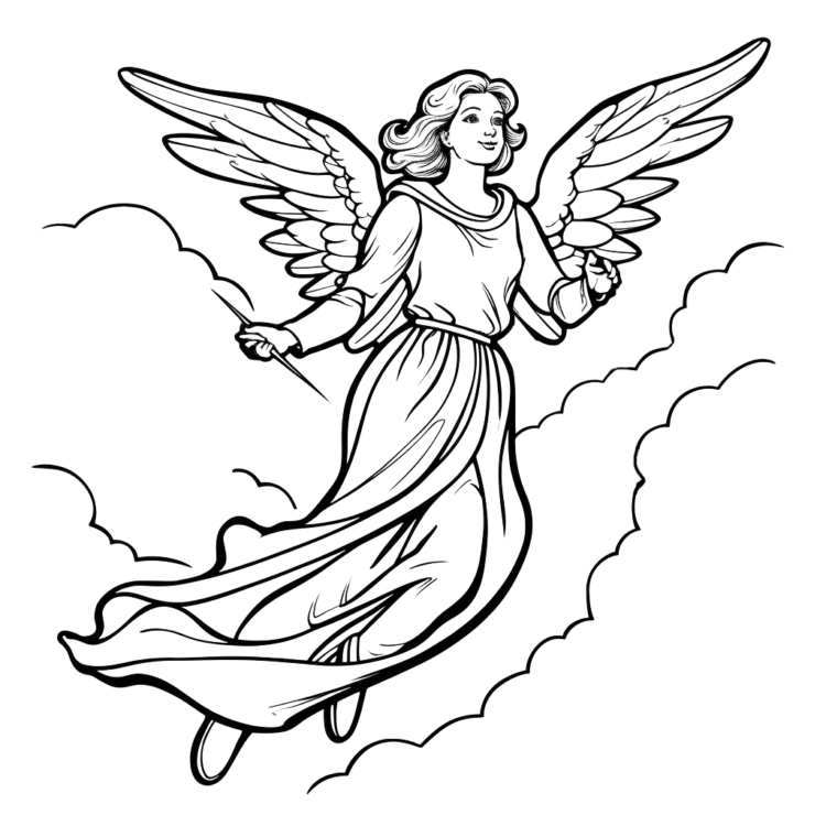Dibujo para colorear ángel etéreo