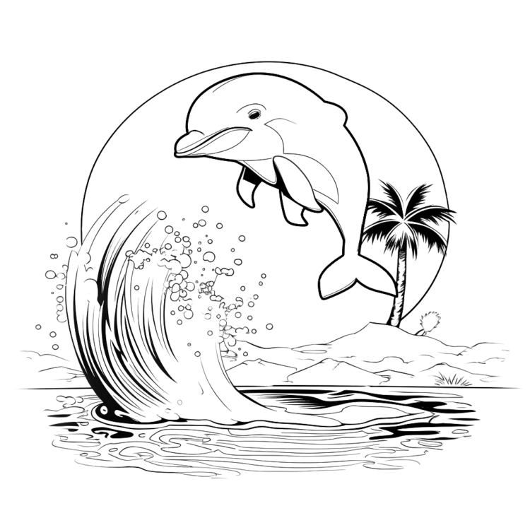 Ausmalbild Auffälliger Delphin