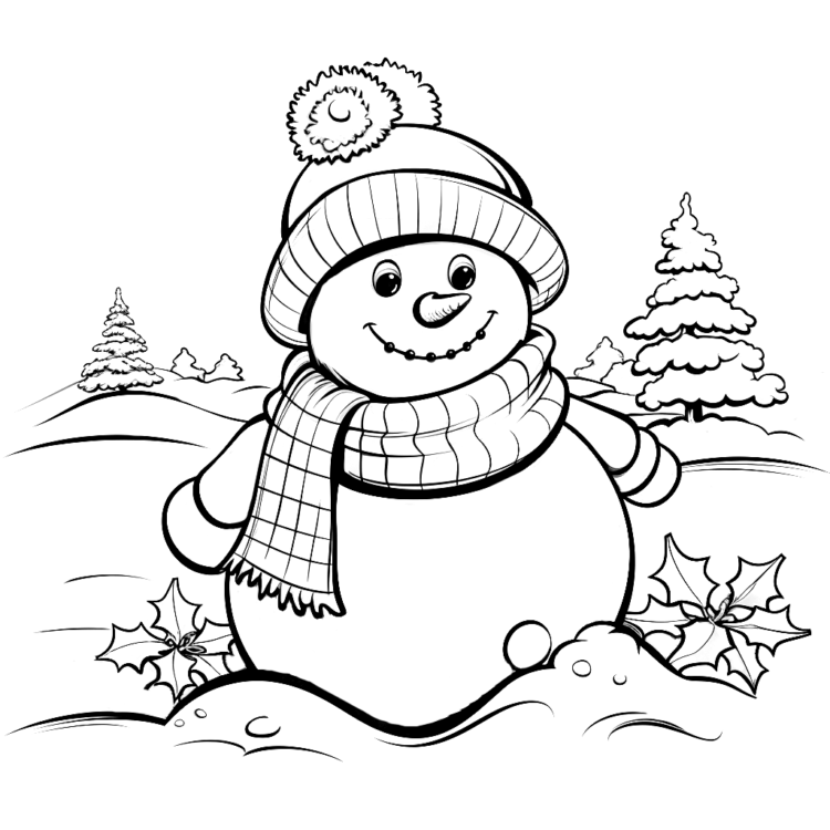 Dibujo para colorear bebé muñeco de nieve