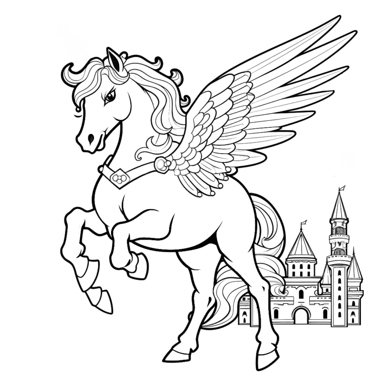 Ausmalbild Bezaubernde Pegasus