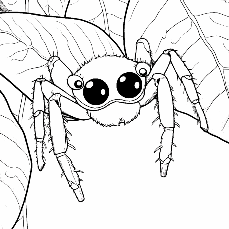 Coloring picture leaves and spider