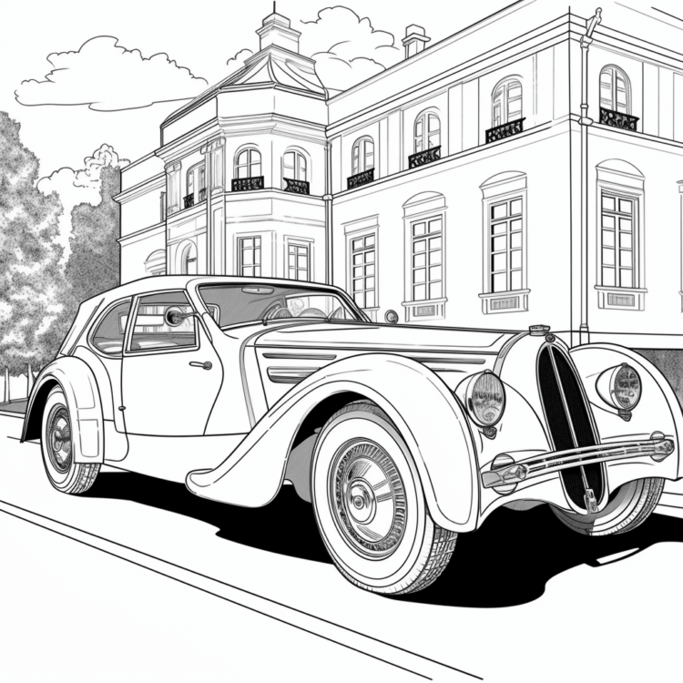 Dibujo para colorear de un coche Bugatti