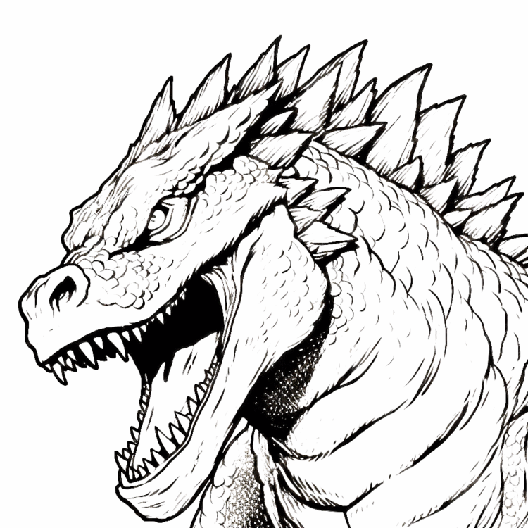 Roaring Godzilla coloring page