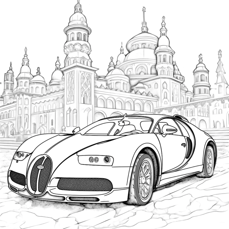 Dibujo para colorear Bugatti en la mezquita
