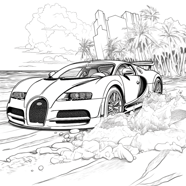 Dibujo para colorear Buggati junto al mar