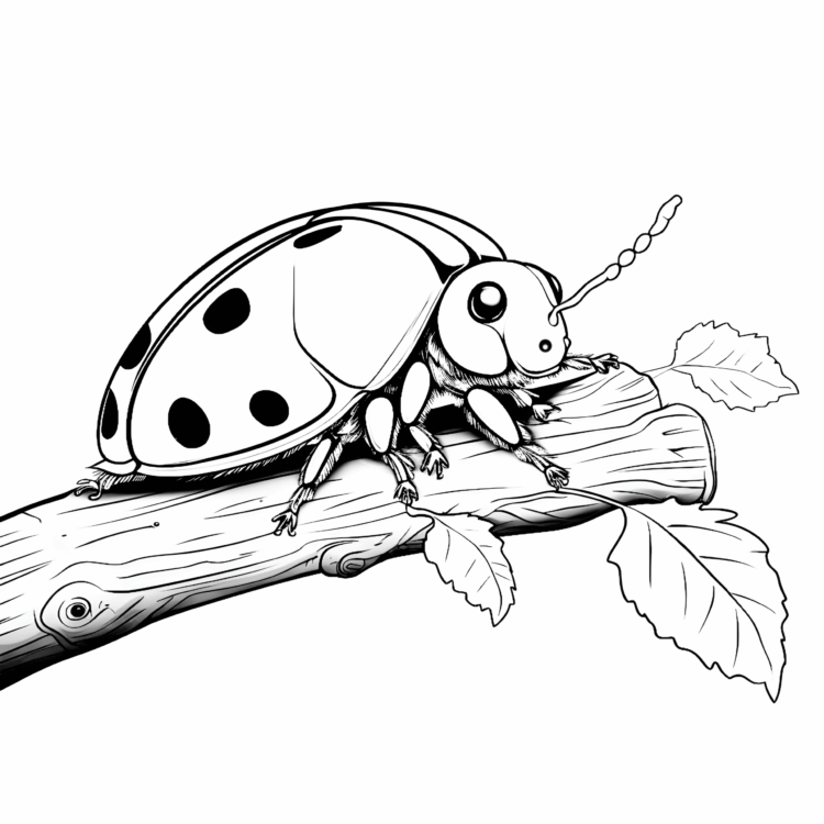 Coloring picture charming ladybug