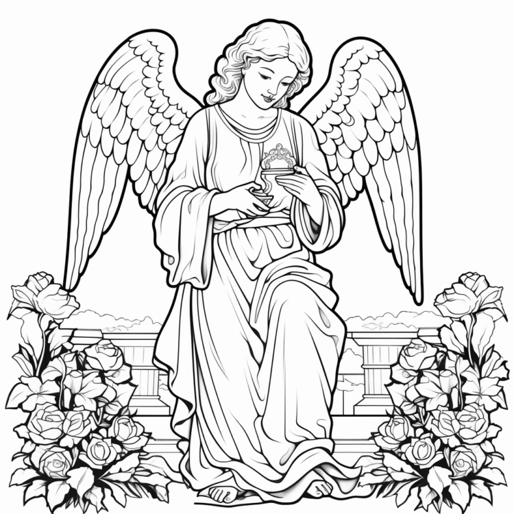 Ausmalbild Cherubischer Engel