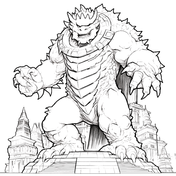Ausmalbild Donnernder König Godzilla
