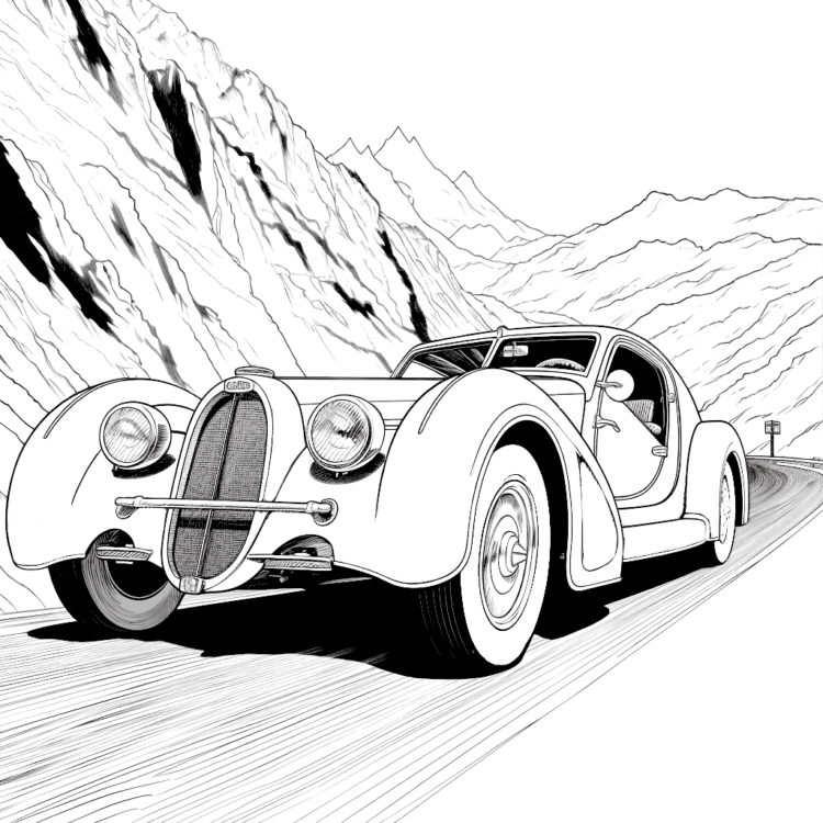 Dibujo para colorear Bugatti Dinámico