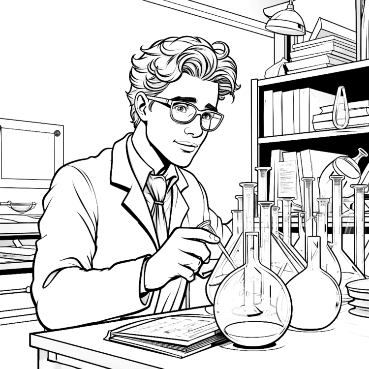 Ausmalbild Ein Wissenschaftler