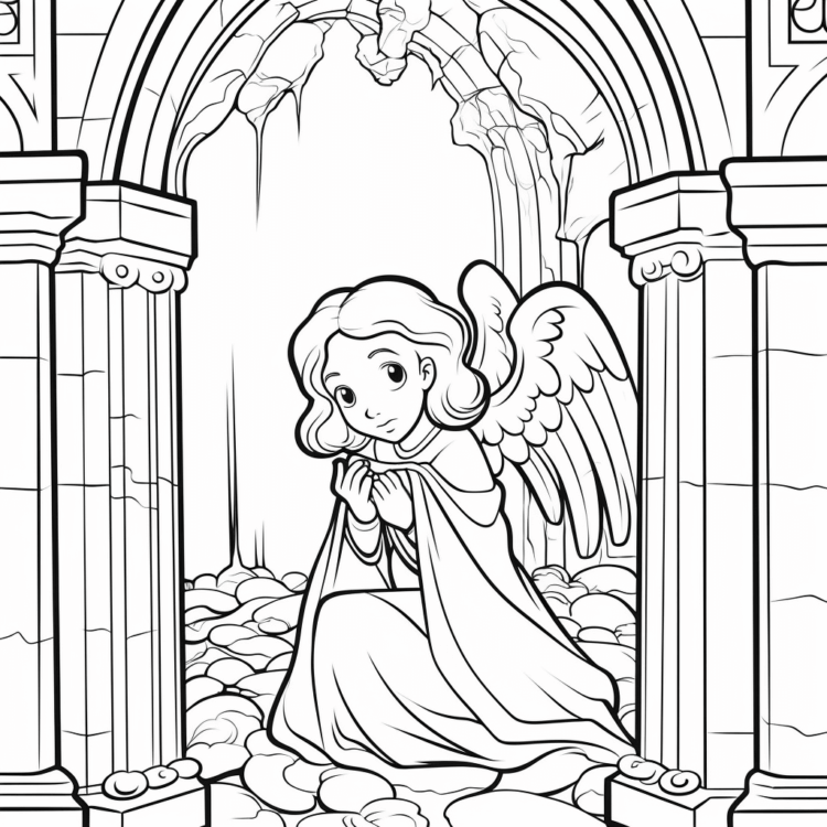 Dibujo para colorear Un ángel orante