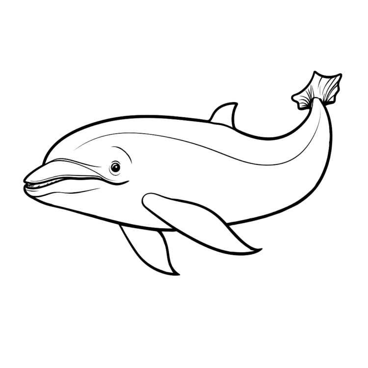 Dibujo para colorear delfín simple