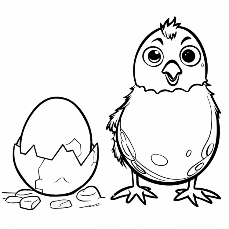 Coloring picture simple chick and egg