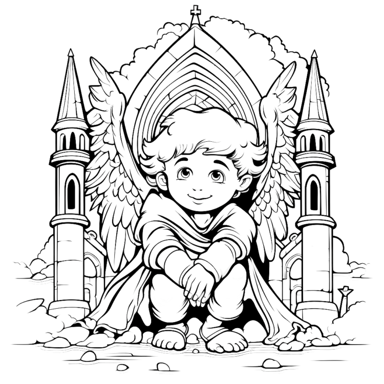 Dibujo para colorear cara de ángel