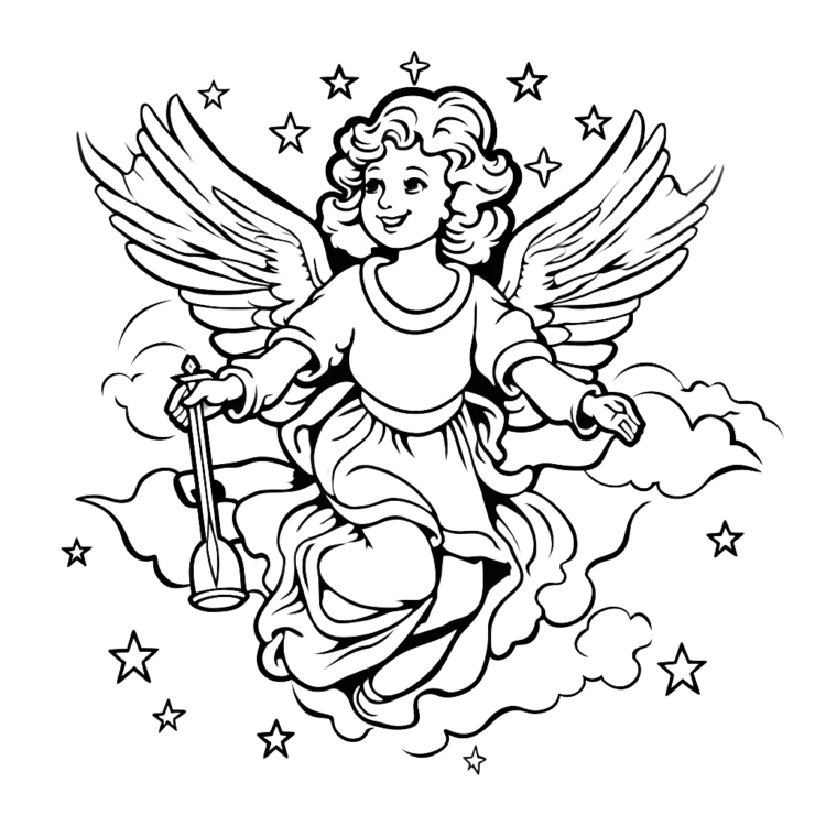 Dibujo para colorear luz de ángel