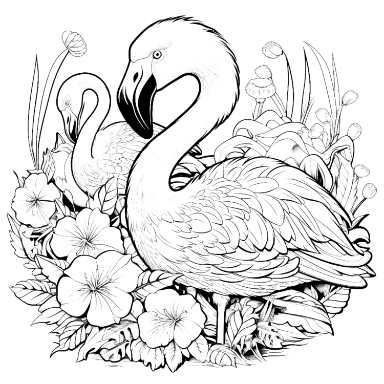 Coloring picture flamingos