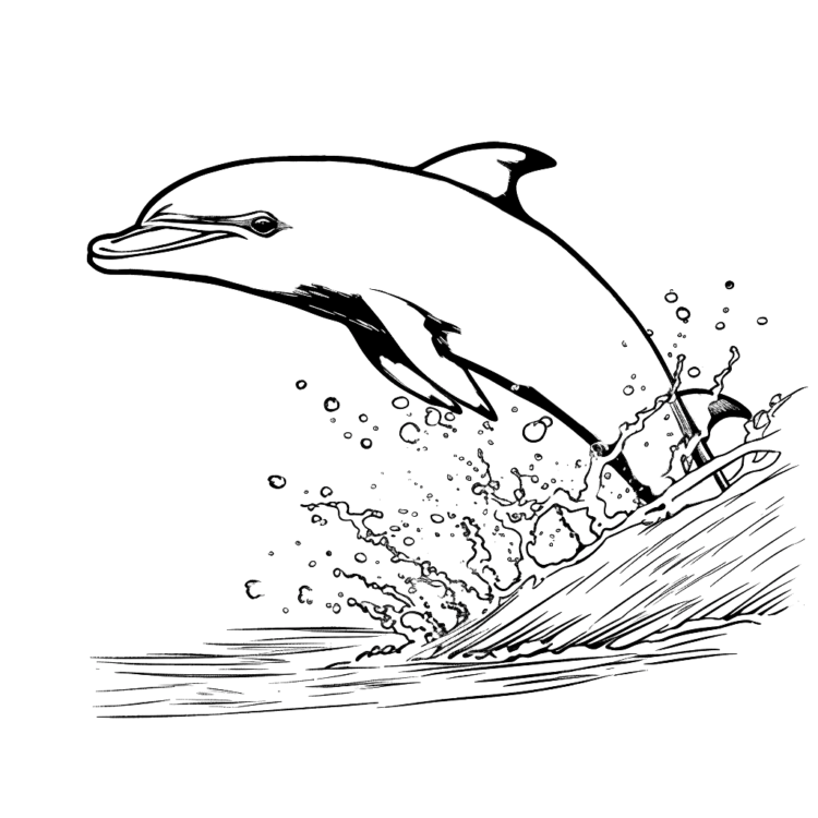 Ausmalbild Flippyflossen-Delfin