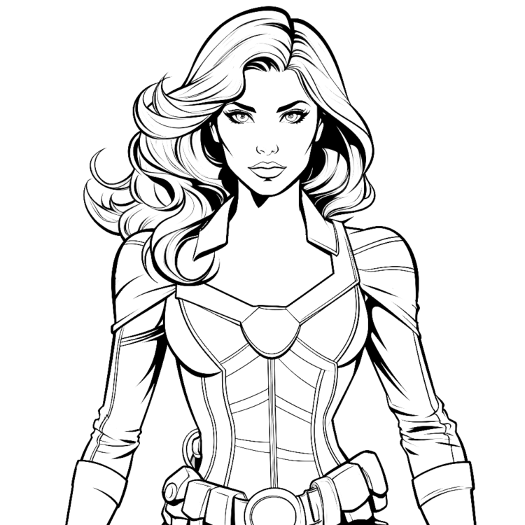 Coloring picture woman superhero