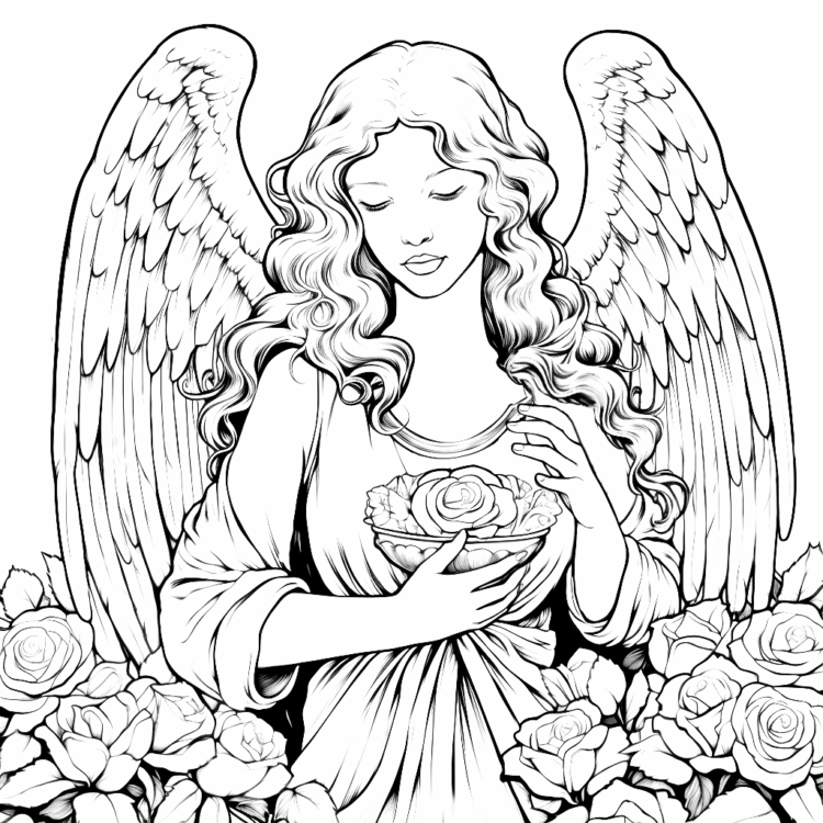 Coloring picture joyful angel