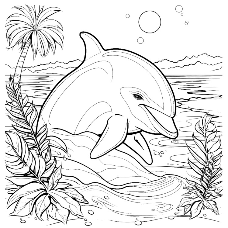 Ausmalbild Freundlicher Delphin