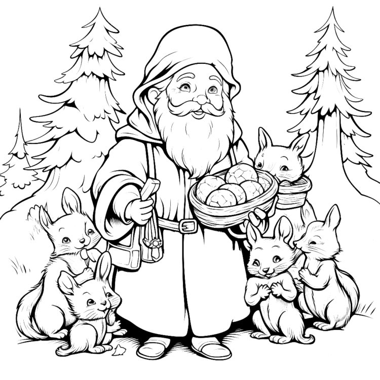 Coloring picture Friendly St. Nicholas