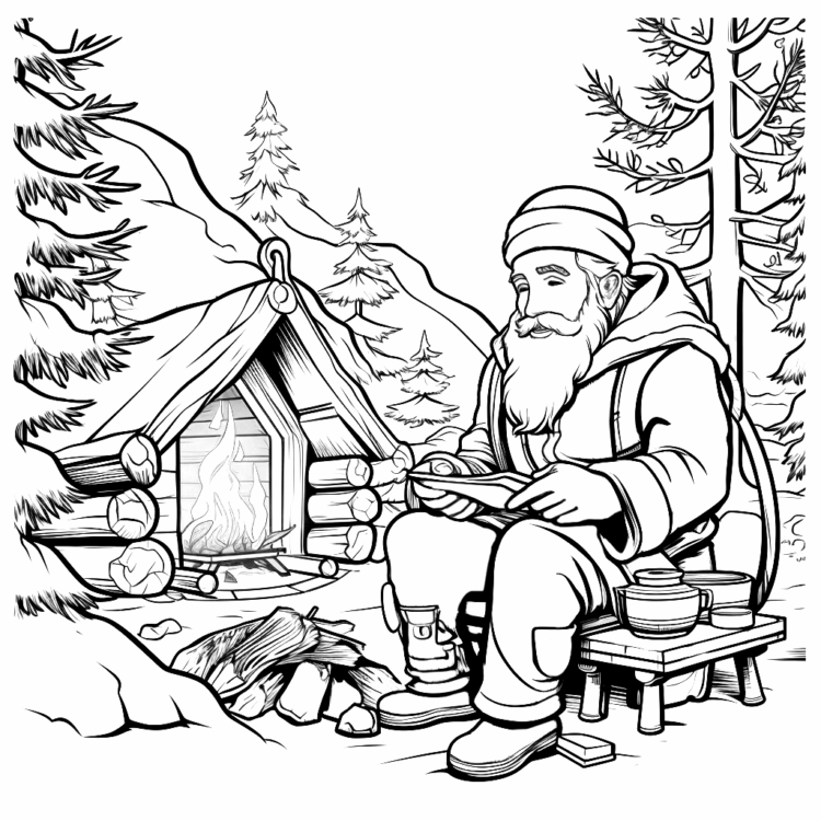 Coloring picture Peace Santa Claus
