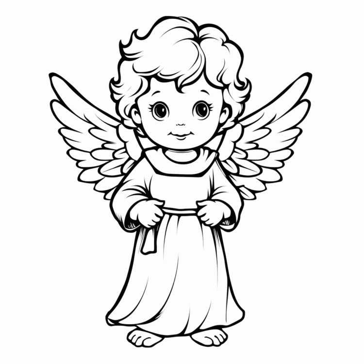 Coloring picture Peaceful Cherubic Angel