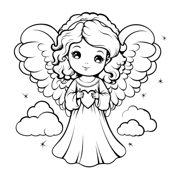 Peaceful angel coloring page